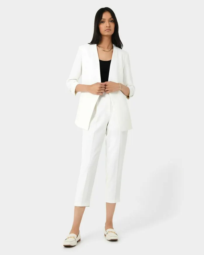 Forcast Carter 2 Collarless Blazer Sky Bluesepiaecruivoryblack Women Jackets and Blazers