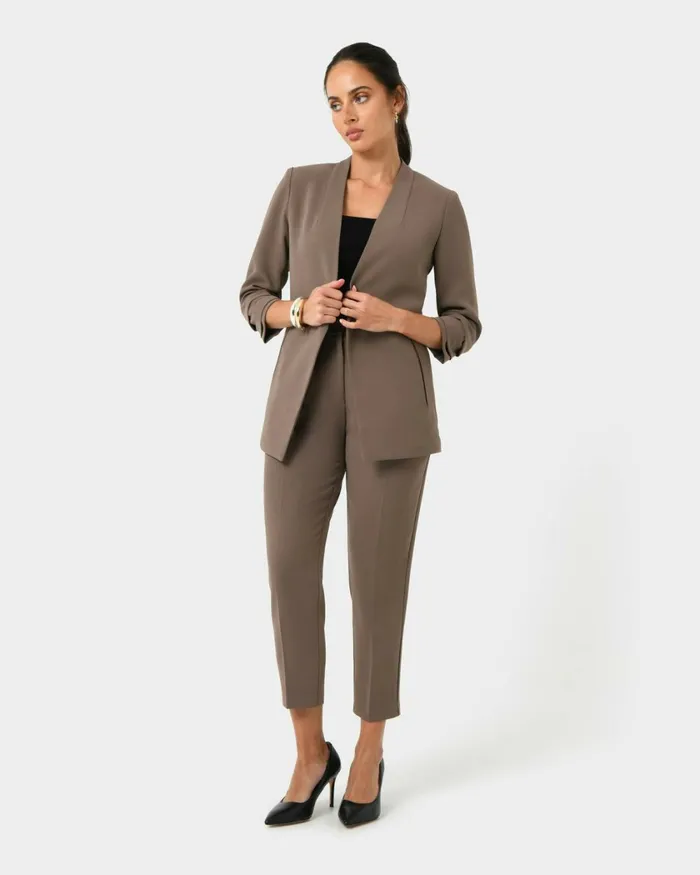 Forcast Carter 2 Collarless Blazer Sky Bluesepiaecruivoryblack Women Jackets and Blazers