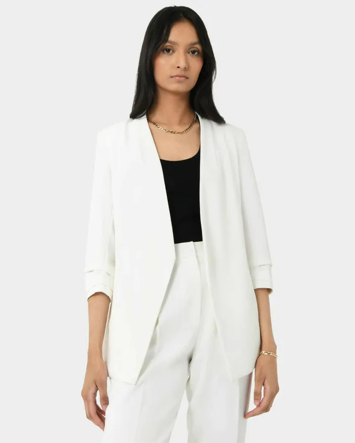 Forcast Carter 2 Collarless Blazer Sky Bluesepiaecruivoryblack Women Jackets and Blazers