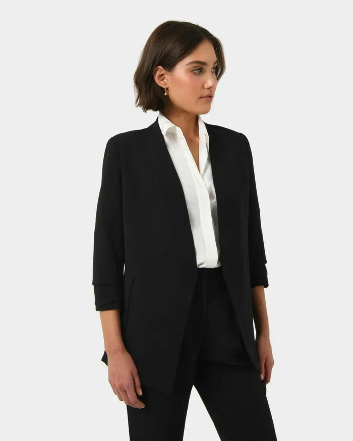 Forcast Carter 2 Collarless Blazer Sky Bluesepiaecruivoryblack Women Jackets and Blazers