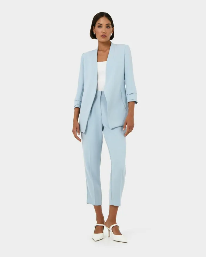 Forcast Carter 2 Collarless Blazer Sky Bluesepiaecruivoryblack Women Jackets and Blazers