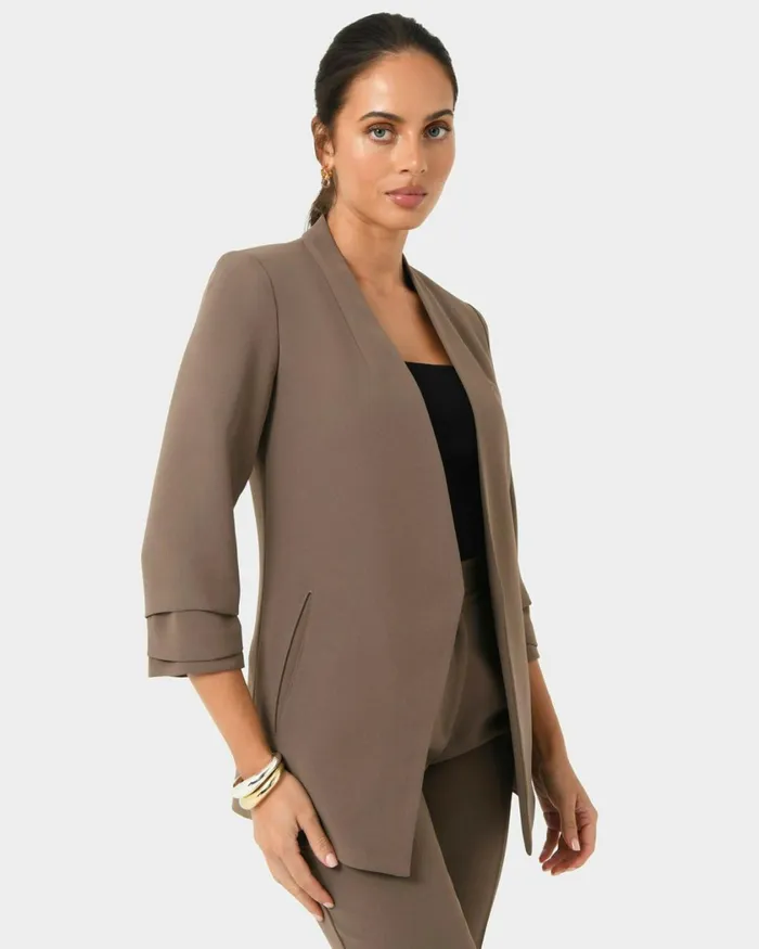 Forcast Carter 2 Collarless Blazer Sky Bluesepiaecruivoryblack Women Jackets and Blazers