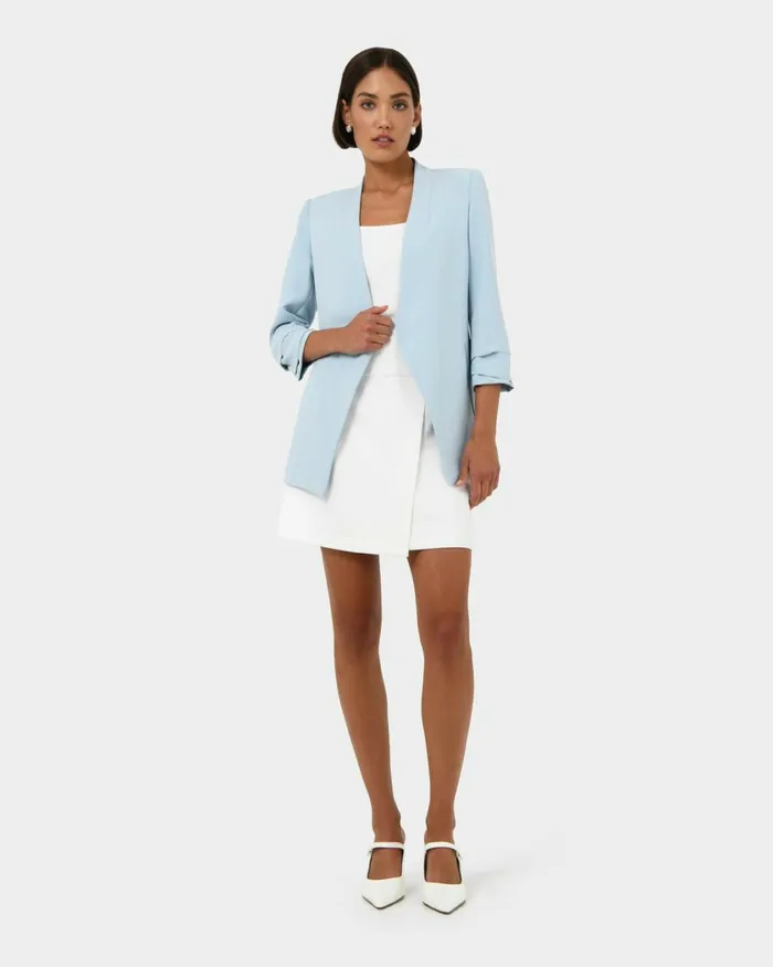 Forcast Carter 2 Collarless Blazer Sky Bluesepiaecruivoryblack Women Jackets and Blazers