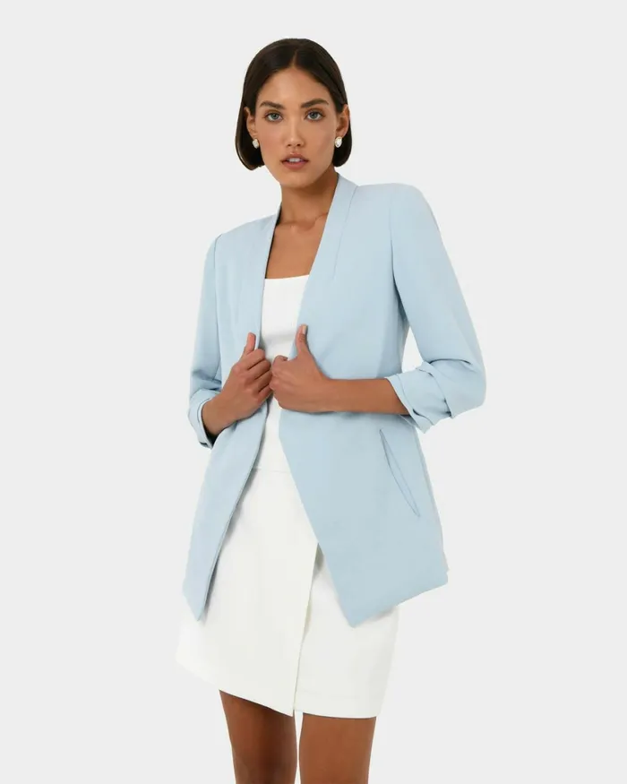 Forcast Carter 2 Collarless Blazer Sky Bluesepiaecruivoryblack Women Jackets and Blazers