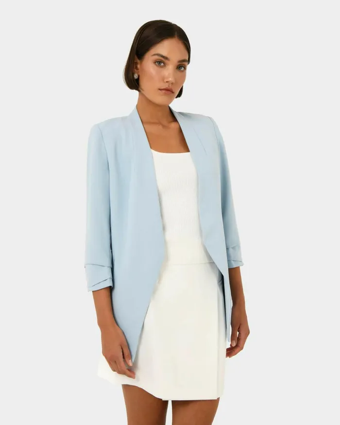 Forcast Carter 2 Collarless Blazer Sky Bluesepiaecruivoryblack Women Jackets and Blazers