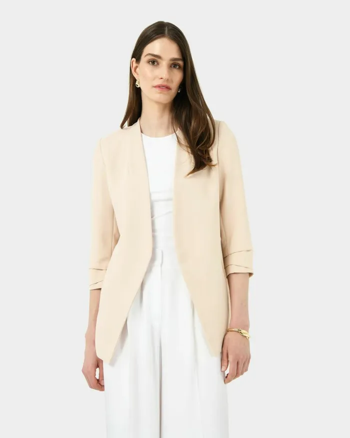 Forcast Carter 2 Collarless Blazer Sky Bluesepiaecruivoryblack Women Jackets and Blazers