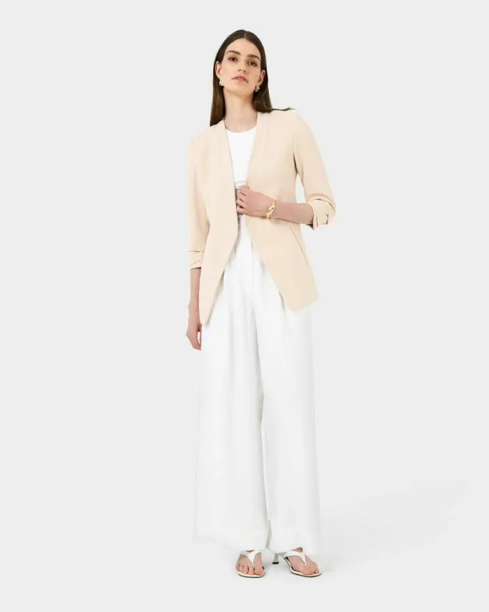 Forcast Carter 2 Collarless Blazer Sky Bluesepiaecruivoryblack Women Jackets and Blazers