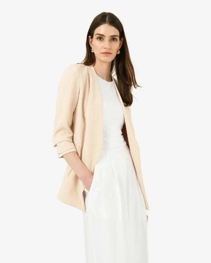 Forcast Carter 2 Collarless Blazer Sky Bluesepiaecruivoryblack Women Jackets and Blazers