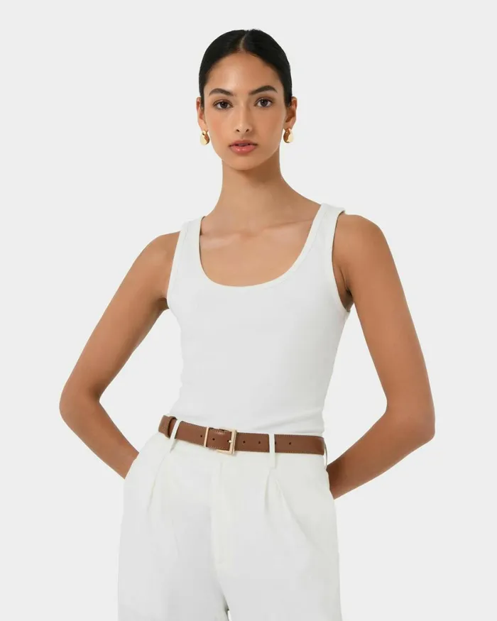Forcast Cassandra Leather Belt Tanblack Women Belts