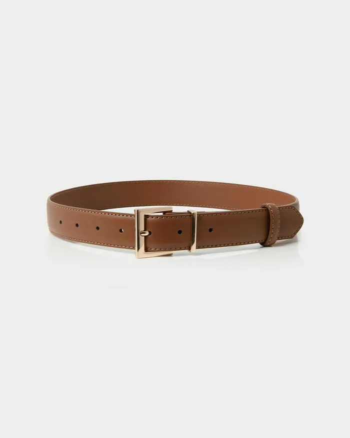 Forcast Cassandra Leather Belt Tanblack Women Belts