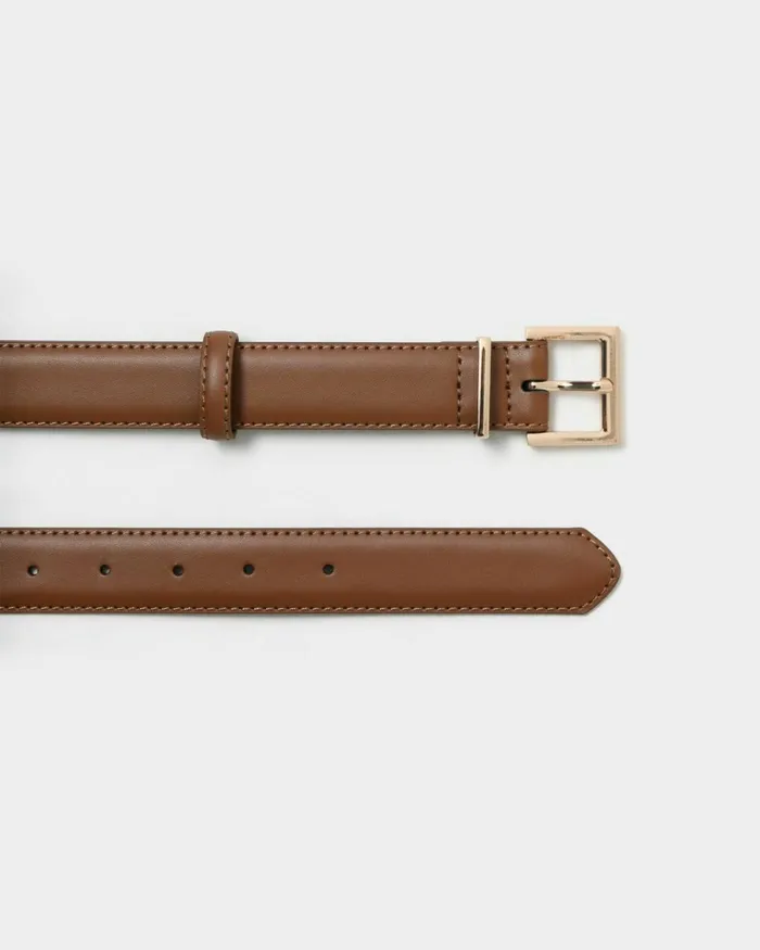 Forcast Cassandra Leather Belt Tanblack Women Belts