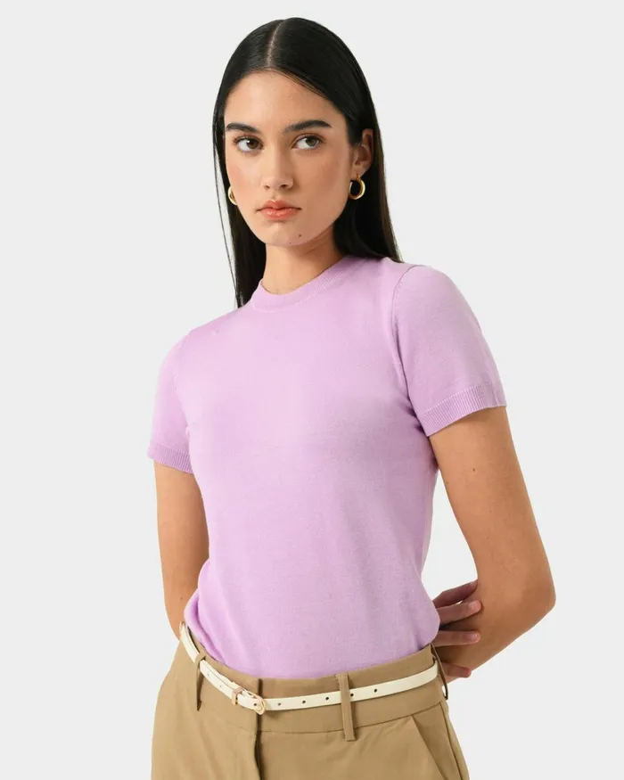 Forcast Catherine Short Sleeve Knit Cabernetlight Taupetobaccomauve Pinkcoral Creamivorynavylight Greyblack Women TShirts and Tops Forcast Catherine Short Sleeve Knit Cabernetlight Taupetobaccomauve Pinkcoral Creamivorynavylight Greyblack Women TShirts and Tops