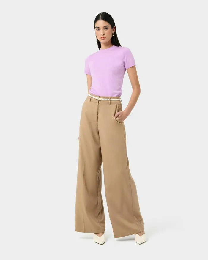Forcast Catherine Short Sleeve Knit Cabernetlight Taupetobaccomauve Pinkcoral Creamivorynavylight Greyblack Women TShirts and Tops
