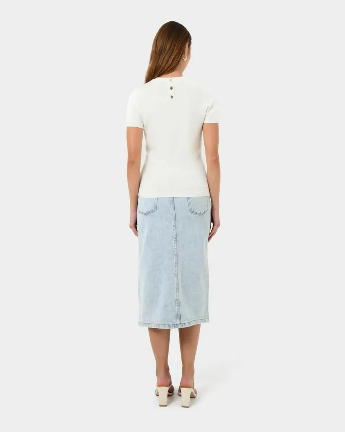 Forcast Catherine Short Sleeve Knit Cabernetlight Taupetobaccomauve Pinkcoral Creamivorynavylight Greyblack Women TShirts and Tops