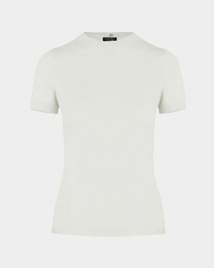 Forcast Catherine Short Sleeve Knit Cabernetlight Taupetobaccomauve Pinkcoral Creamivorynavylight Greyblack Women TShirts and Tops