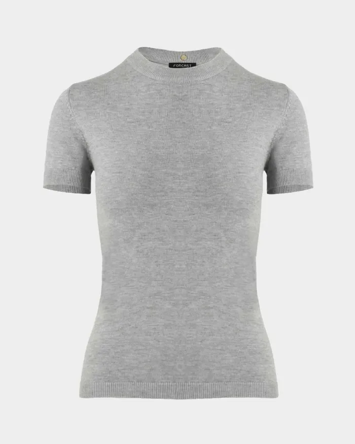 Forcast Catherine Short Sleeve Knit Cabernetlight Taupetobaccomauve Pinkcoral Creamivorynavylight Greyblack Women TShirts and Tops