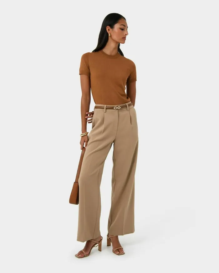 Forcast Catherine Short Sleeve Knit Cabernetlight Taupetobaccomauve Pinkcoral Creamivorynavylight Greyblack Women TShirts and Tops