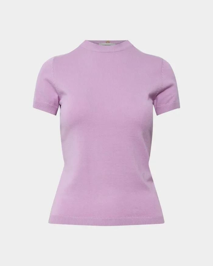 Forcast Catherine Short Sleeve Knit Cabernetlight Taupetobaccomauve Pinkcoral Creamivorynavylight Greyblack Women TShirts and Tops