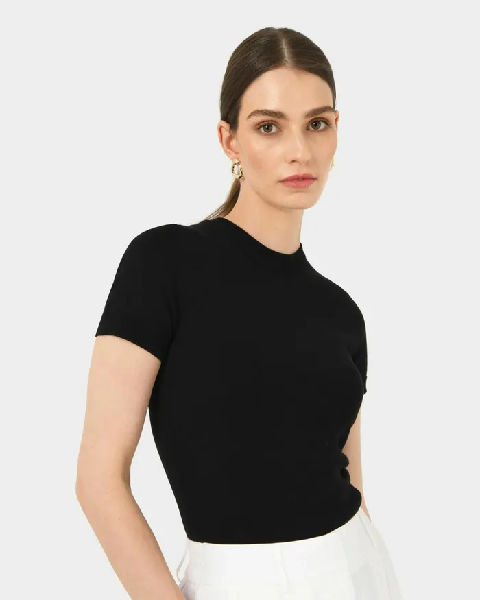 Forcast Catherine Short Sleeve Knit Cabernetlight Taupetobaccomauve Pinkcoral Creamivorynavylight Greyblack Women TShirts and Tops