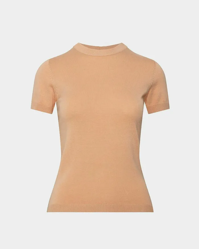 Forcast Catherine Short Sleeve Knit Cabernetlight Taupetobaccomauve Pinkcoral Creamivorynavylight Greyblack Women TShirts and Tops