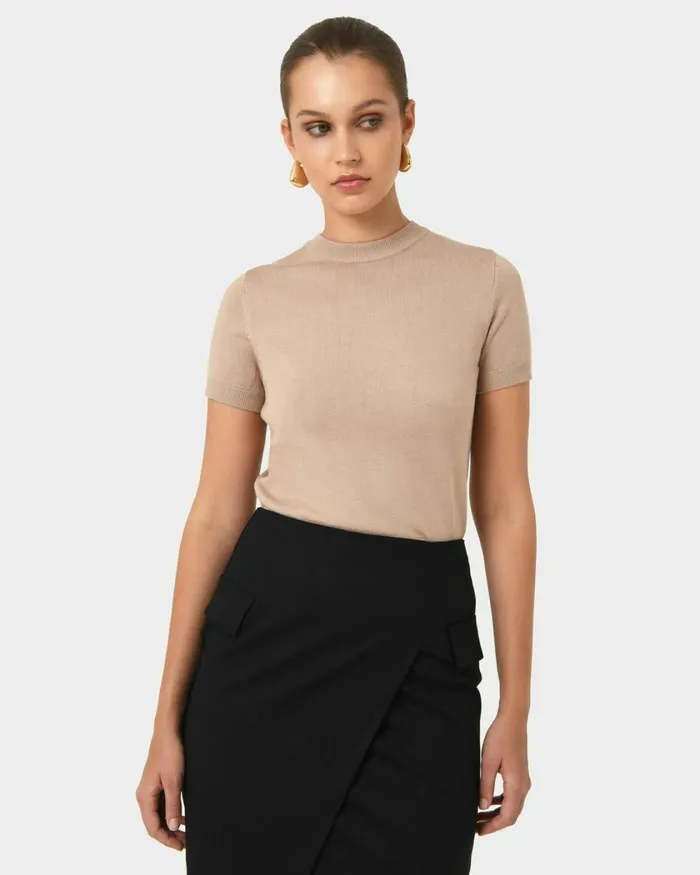 Forcast Catherine Short Sleeve Knit Cabernetlight Taupetobaccomauve Pinkredcoral Creamivorynavylight Greyblack Women TShirts and Tops Forcast Catherine Short Sleeve Knit Cabernetlight Taupetobaccomauve Pinkredcoral Creamivorynavylight Greyblack Women TShirts and Tops