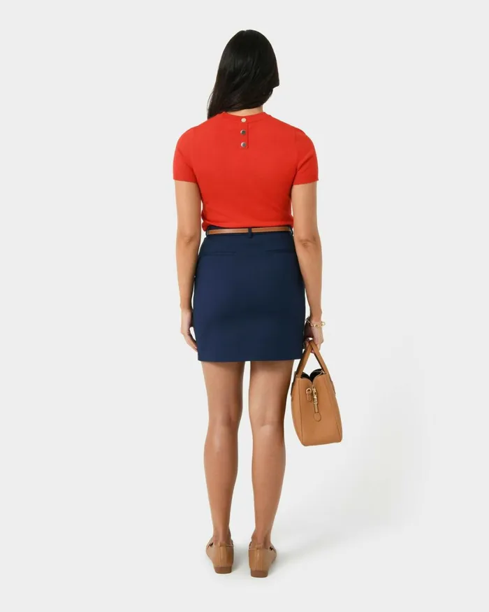 Forcast Catherine Short Sleeve Knit Cabernetlight Taupetobaccomauve Pinkredcoral Creamivorynavylight Greyblack Women TShirts and Tops