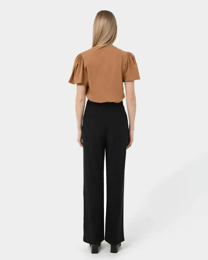 Forcast Cayla Gathered Sleeve Tee Camel Women TShirts and Tops