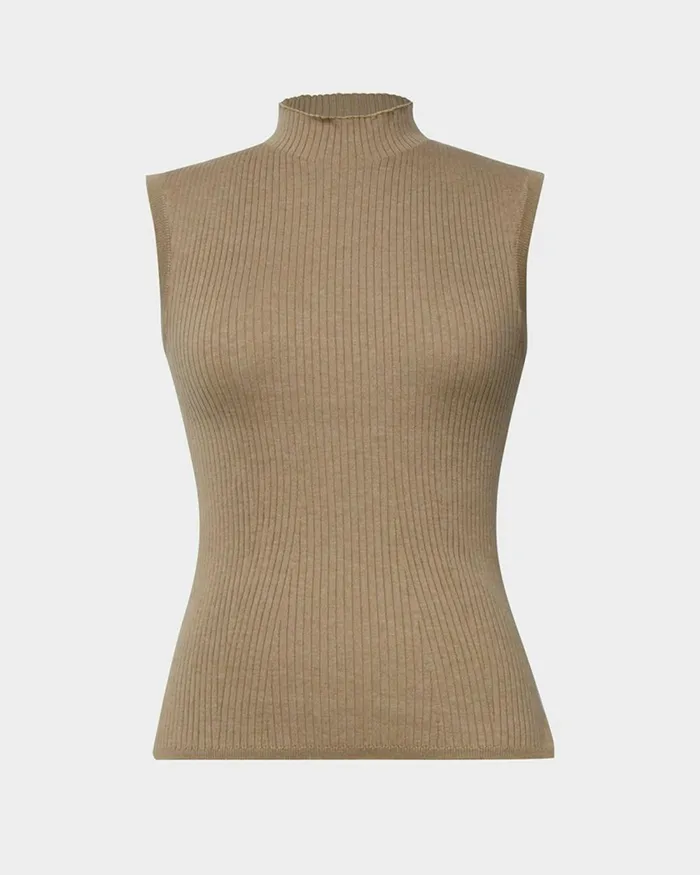 Forcast Charm Mock Neck Knit Pinkbeige Women TShirts and Tops