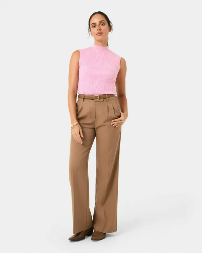 Forcast Charm Mock Neck Knit Pinkbeige Women TShirts and Tops