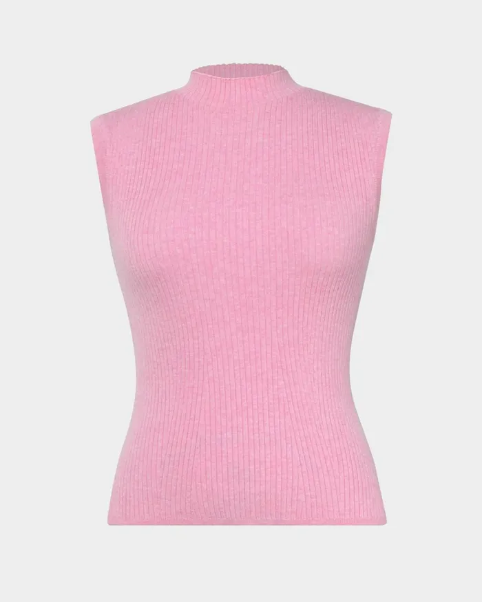 Forcast Charm Mock Neck Knit Pinkbeige Women TShirts and Tops