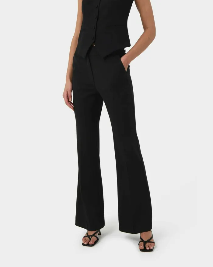 Forcast Chloe Bootleg Pants Greyblack Women HighWaisted Pants