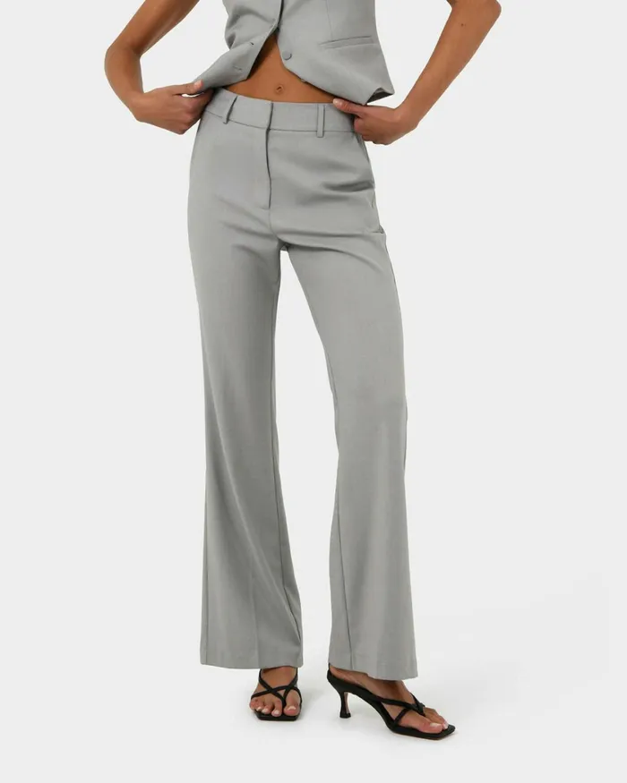 Forcast Chloe Bootleg Pants Greyblack Women HighWaisted Pants