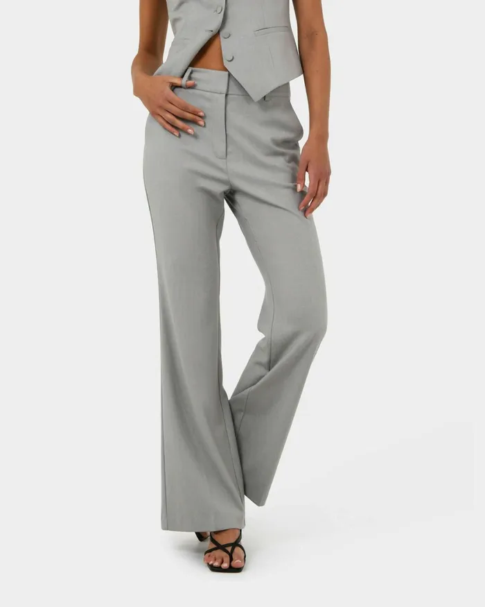 Forcast Chloe Bootleg Pants Greyblack Women HighWaisted Pants