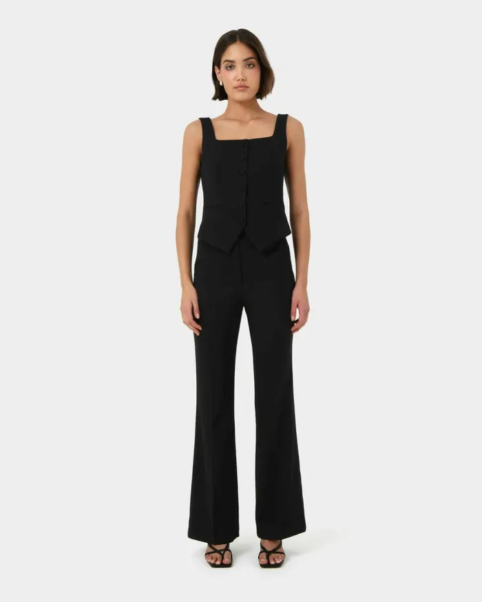 Forcast Chloe Bootleg Pants Greyblack Women HighWaisted Pants