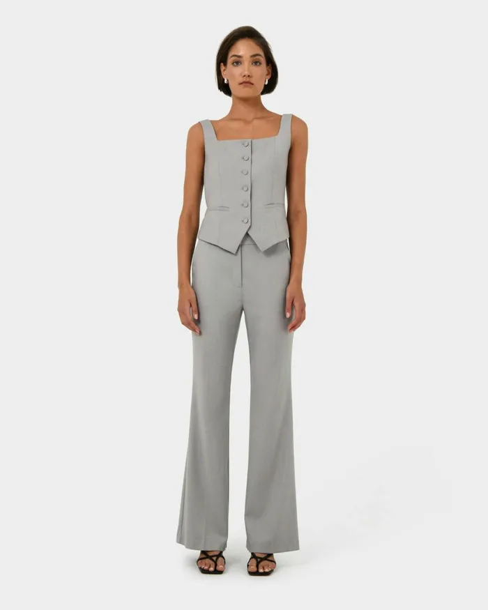 Forcast Chloe Bootleg Pants Greyblack Women HighWaisted Pants