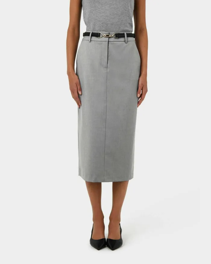 Forcast Chloe Panel Skirt Grey Women Midi and Maxi Skirts
