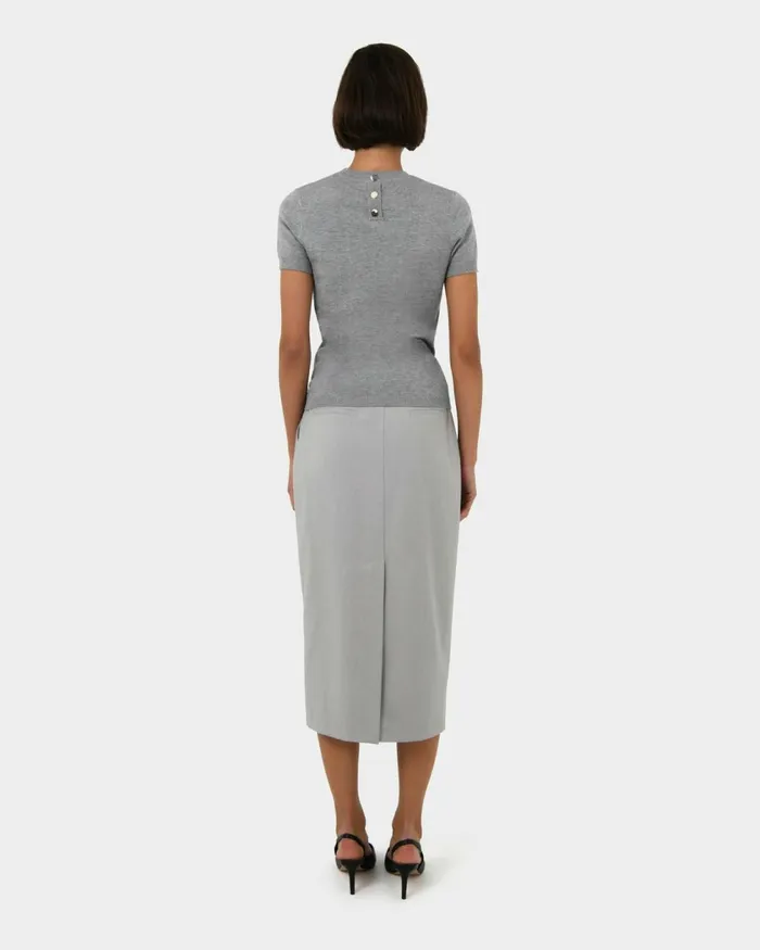 Forcast Chloe Panel Skirt Grey Women Midi and Maxi Skirts