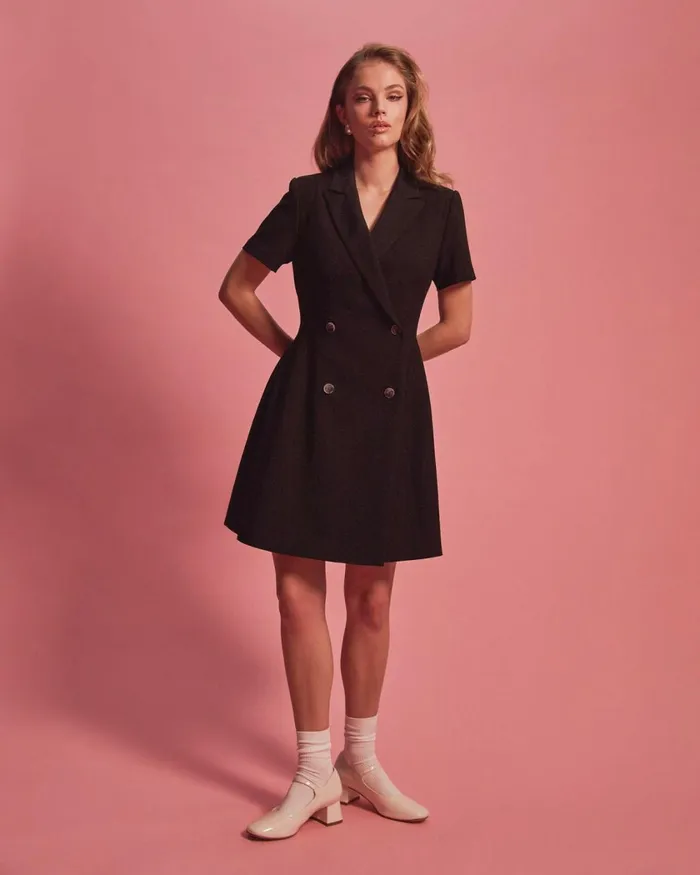 Forcast Chloe Suit Dress Greyblack Women Mini Dresses