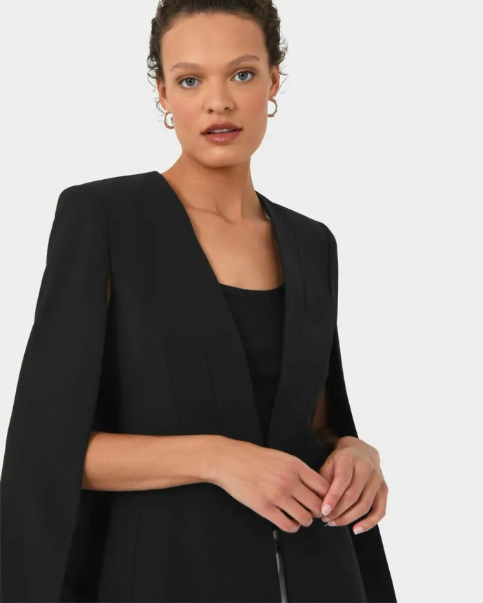Forcast Christina 2 Cape Jacket Black Women Jackets and Blazers