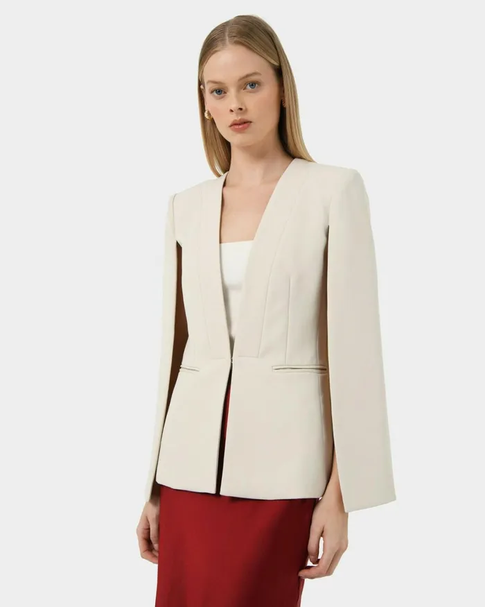 Forcast Christina 2 Cape Jacket Pale Nudeivory Women Jackets and Blazers