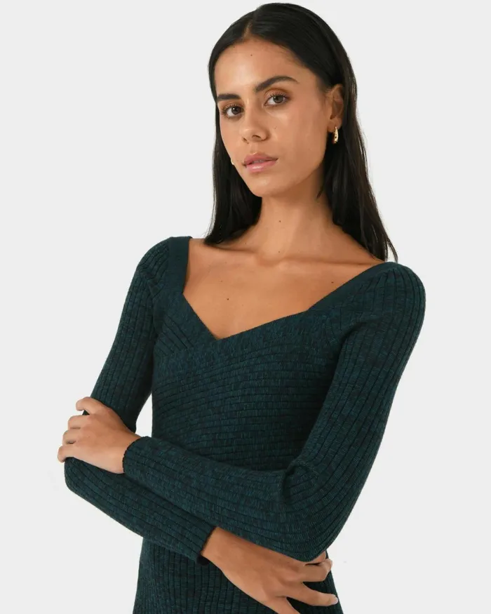 Forcast Cienna Cross Over Knit Top Rubyteal Women TShirts and Tops