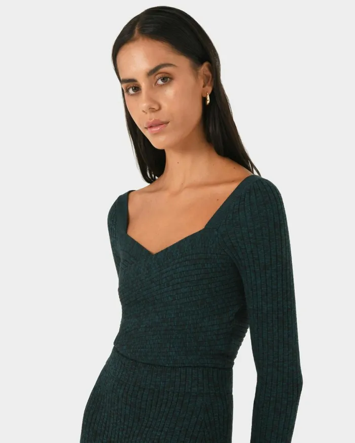 Forcast Cienna Cross Over Knit Top Rubyteal Women TShirts and Tops