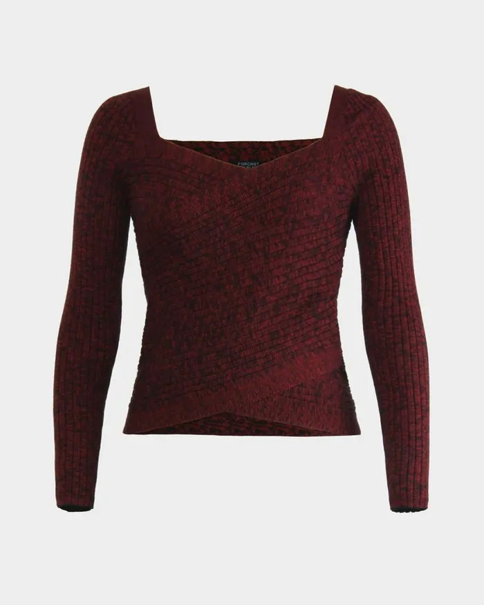 Forcast Cienna Cross Over Knit Top Rubyteal Women TShirts and Tops