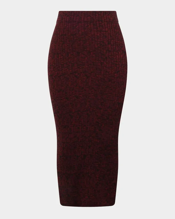 Forcast Cienna Knit Skirt Rubyteal Women Midi and Maxi Skirts