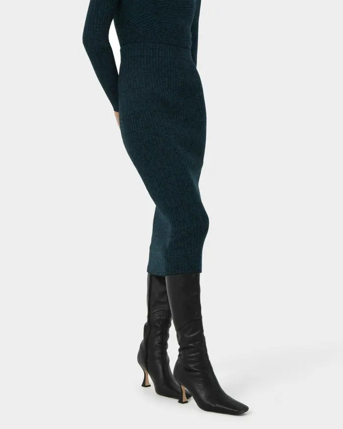 Forcast Cienna Knit Skirt Rubyteal Women Midi and Maxi Skirts