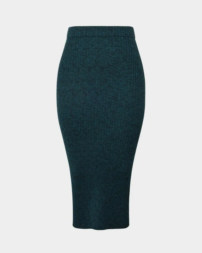 Forcast Cienna Knit Skirt Rubyteal Women Midi and Maxi Skirts
