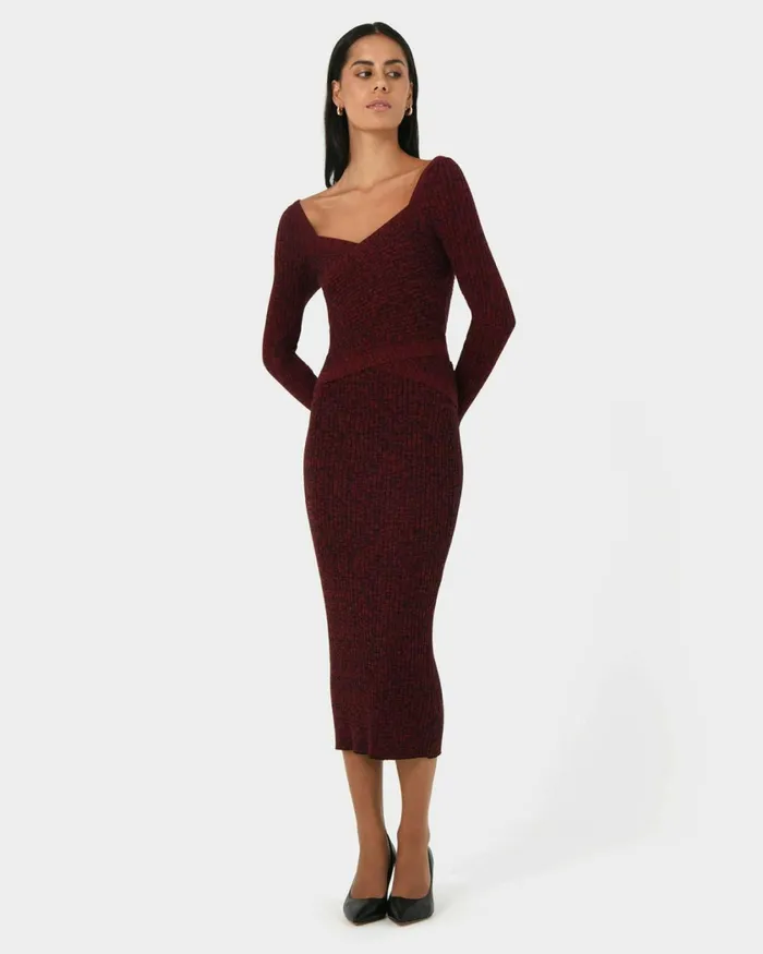 Forcast Cienna Knit Skirt Rubyteal Women Midi and Maxi Skirts