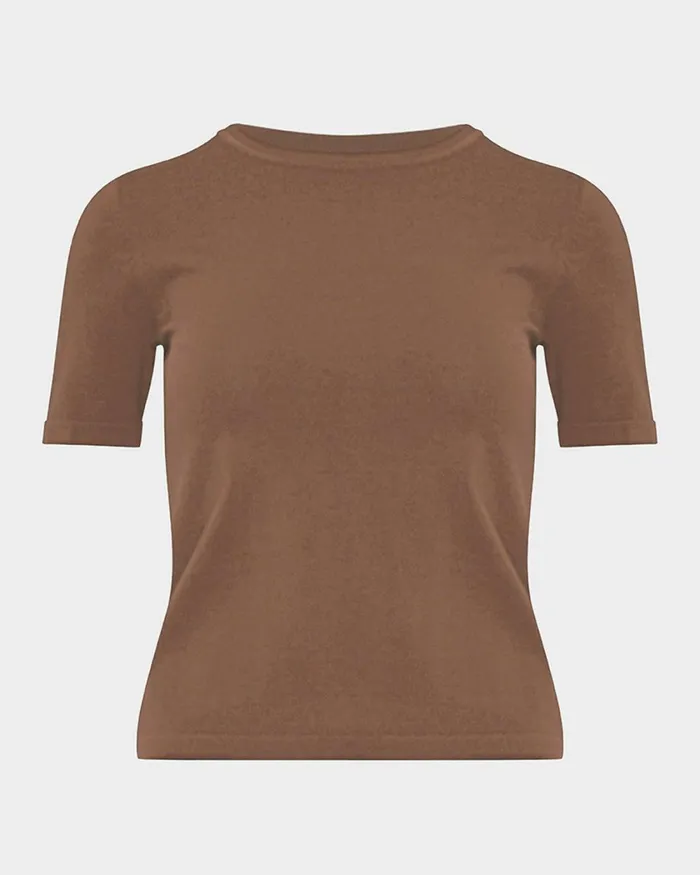 Forcast Cindy Short Sleeve Knit Top Clay Women TShirts and Tops