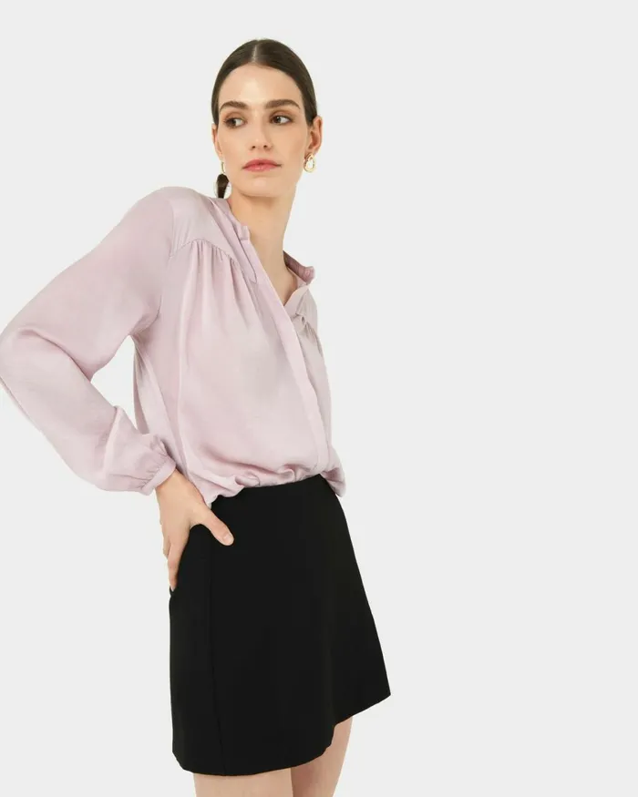 Forcast Claire Vneck Blouse Redblush Women Long Sleeve Tops
