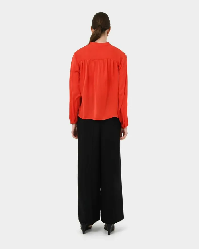 Forcast Claire Vneck Blouse Redblush Women Long Sleeve Tops